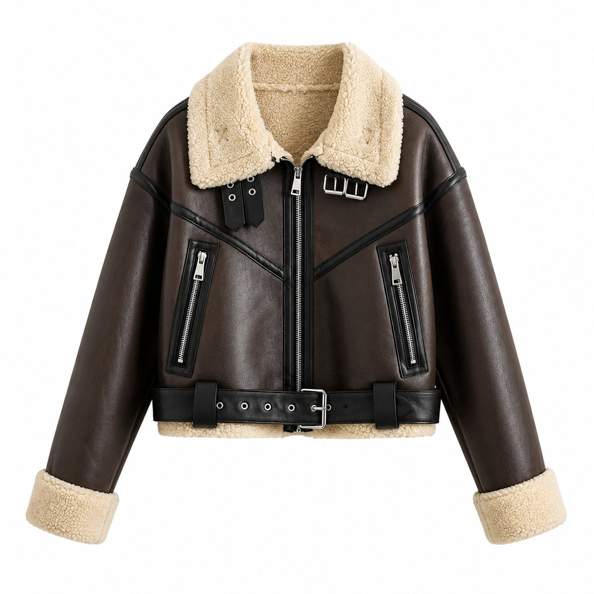 Women's Shearling Flight Cropped Leather Jacket