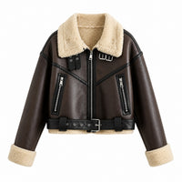 Women's Shearling Flight Cropped Leather Jacket