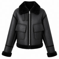 Elaris Black Shearling Leather Jacket