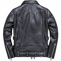 Men's Black Multi Zipper Biker Leather Jacket