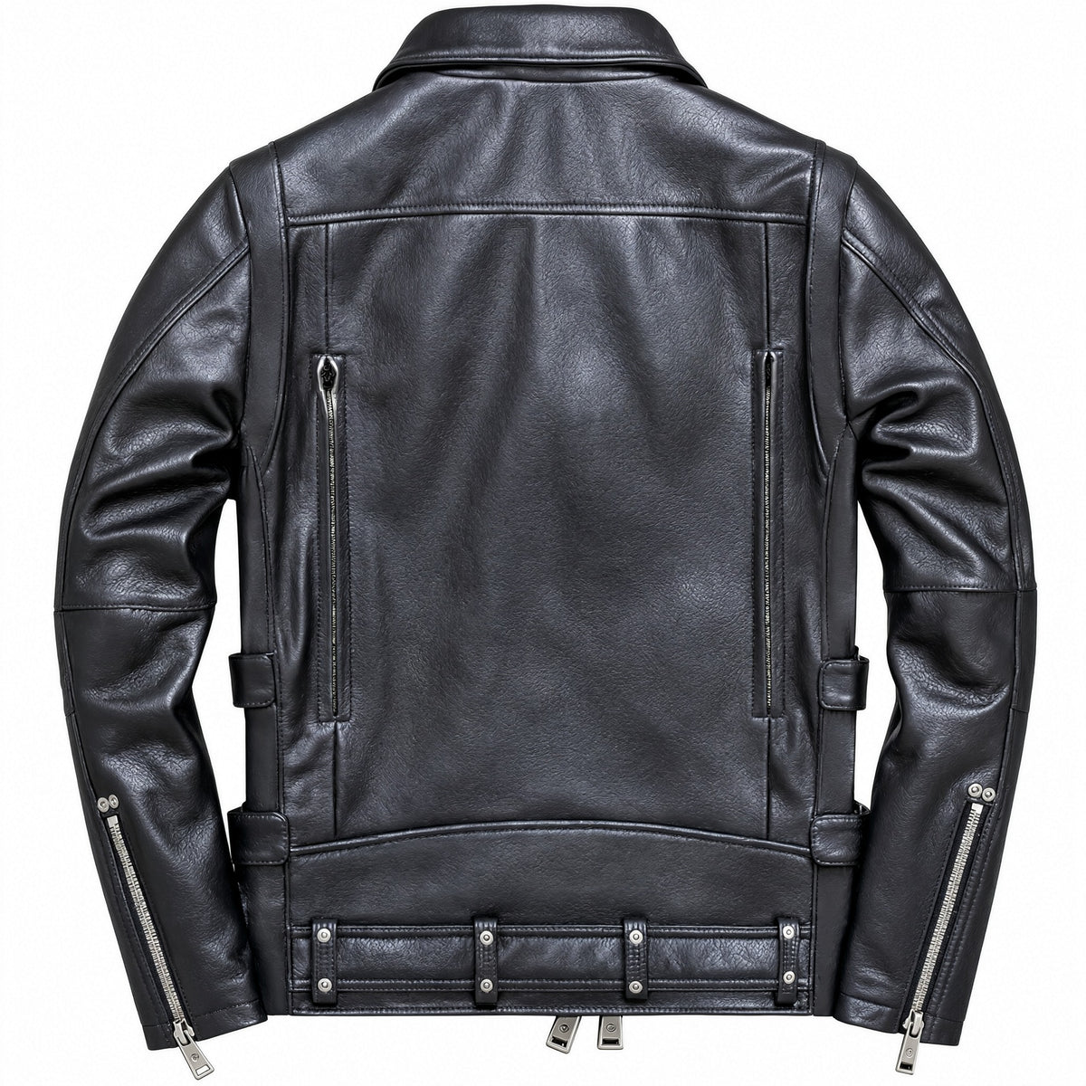 Men's Black Multi Zipper Biker Leather Jacket