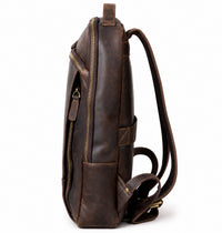 Leather Laptop Backpack With Front Storage Pocket