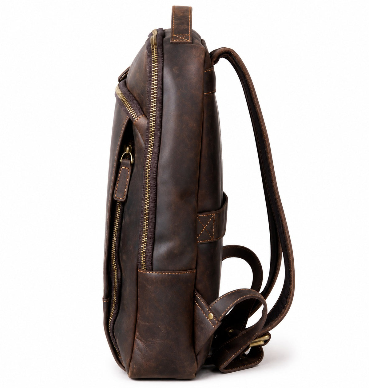 Leather Laptop Backpack With Front Storage Pocket