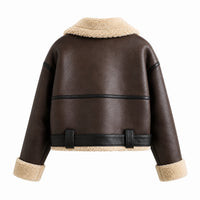 Women's Shearling Flight Cropped Leather Jacket