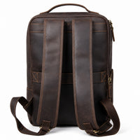 Leather Laptop Backpack With Front Storage Pocket