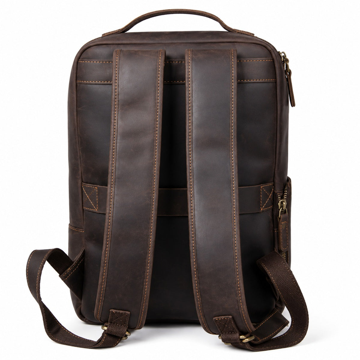 Leather Laptop Backpack With Front Storage Pocket