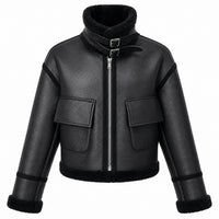 Elaris Black Shearling Leather Jacket