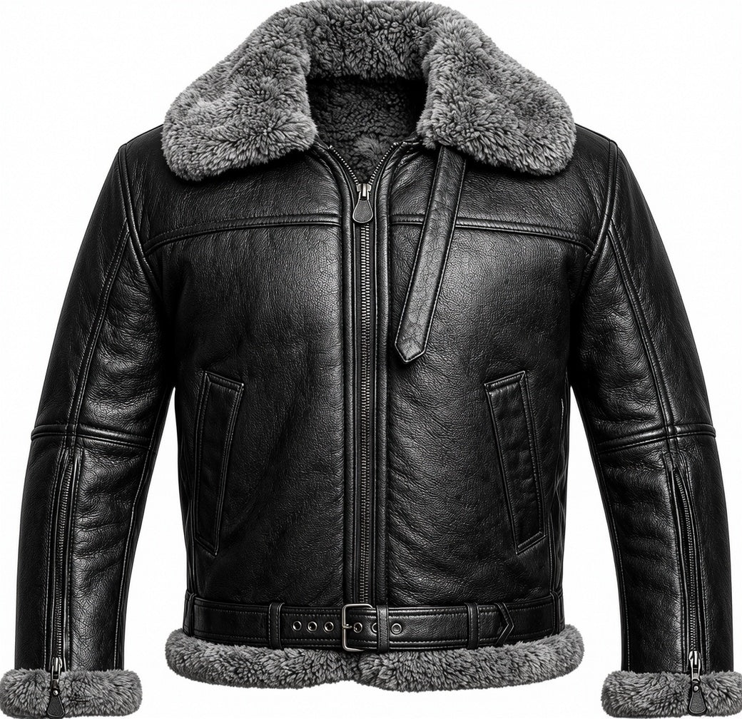Men's Bomber Flight Shearling Real Leather Jacket