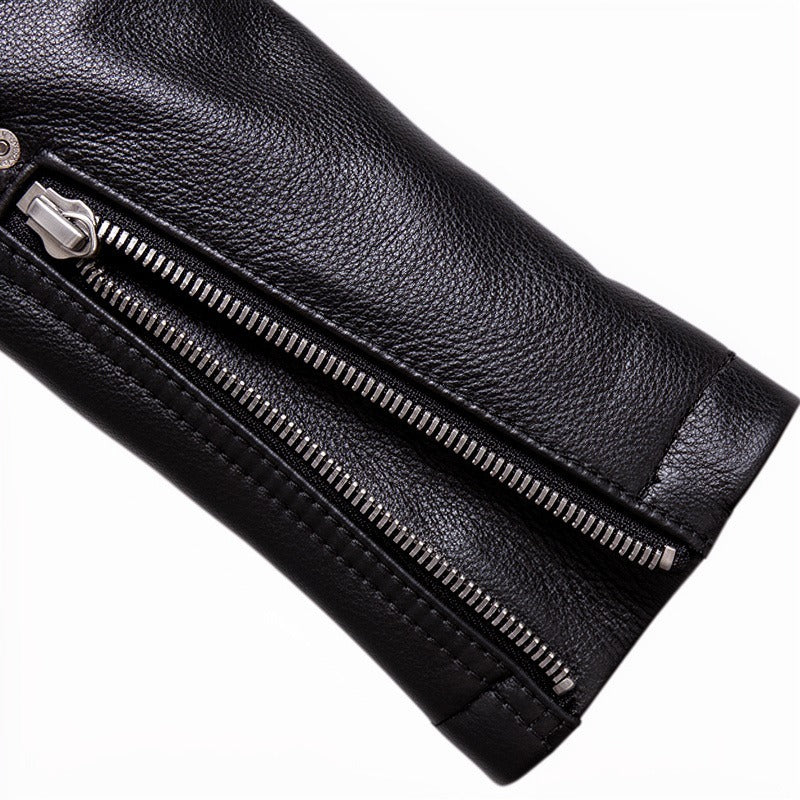 Men's Black Multi Zipper Biker Leather Jacket