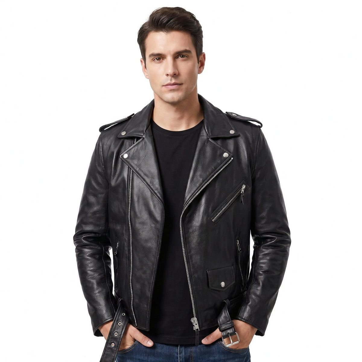 Men's Premium Biker Motorcycle Leather Jacket