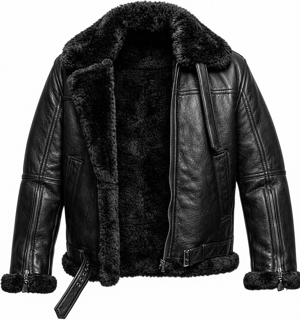 Men's Classic Air Force B3 Fur Leather Jacket