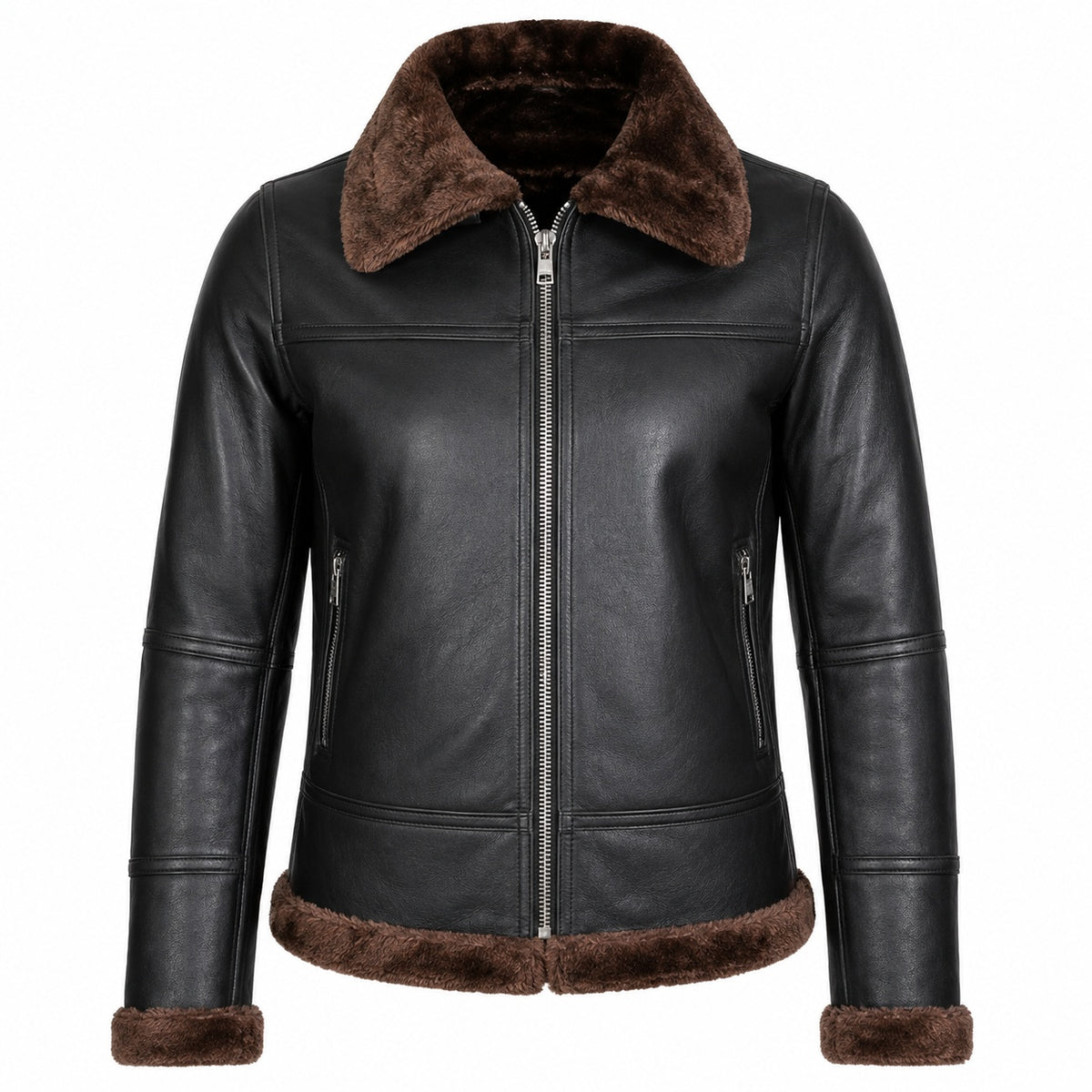 Women's Black Asymmetrical Fur Lined Leather Jacket