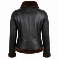 Women's Black Asymmetrical Fur Lined Leather Jacket