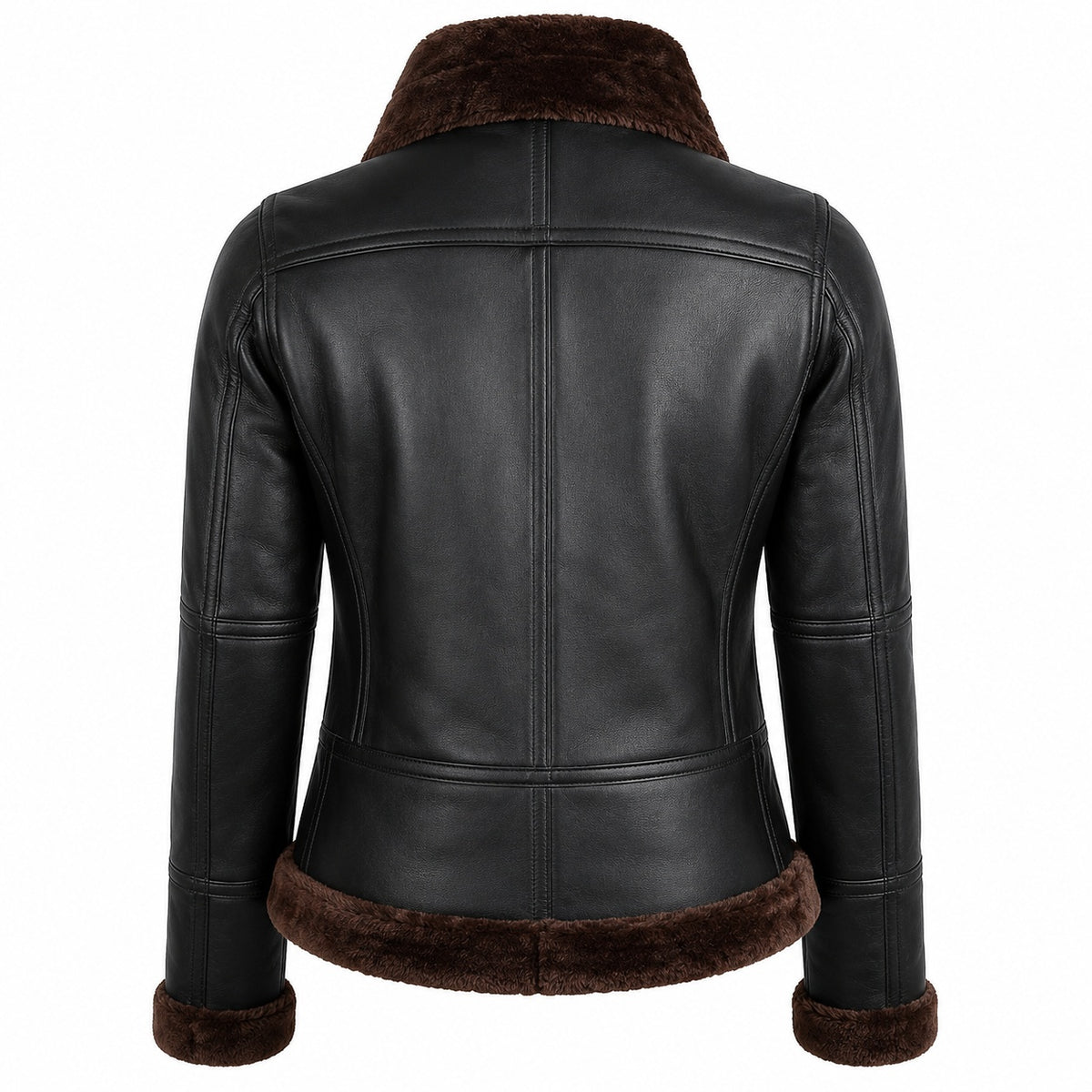 Women's Black Asymmetrical Fur Lined Leather Jacket