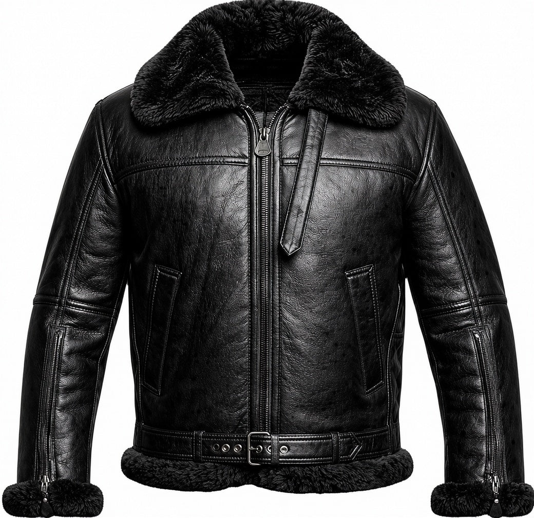 Men's Classic Air Force B3 Fur Leather Jacket