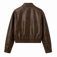 Women's Vintage Style Cropped Leather Jacket