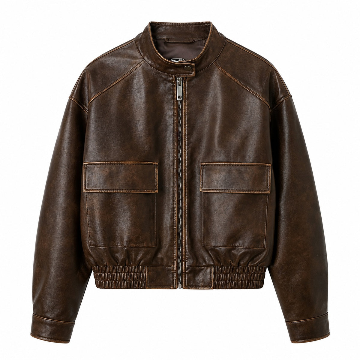 Women's Vintage Style Cropped Leather Jacket