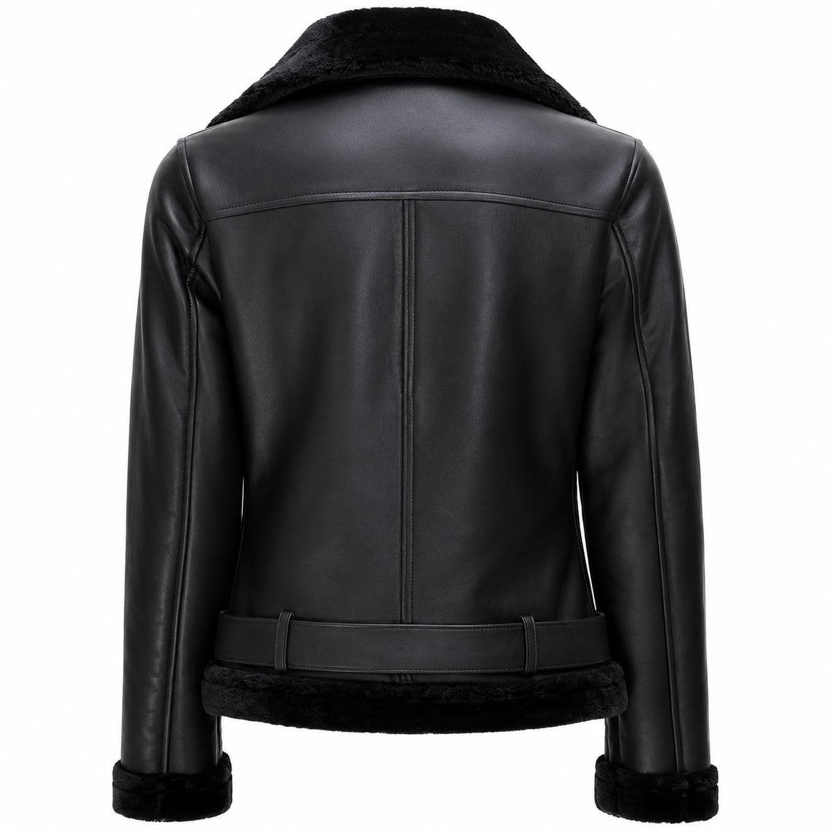 Women's Black Shearling Lined Aviator Jacket