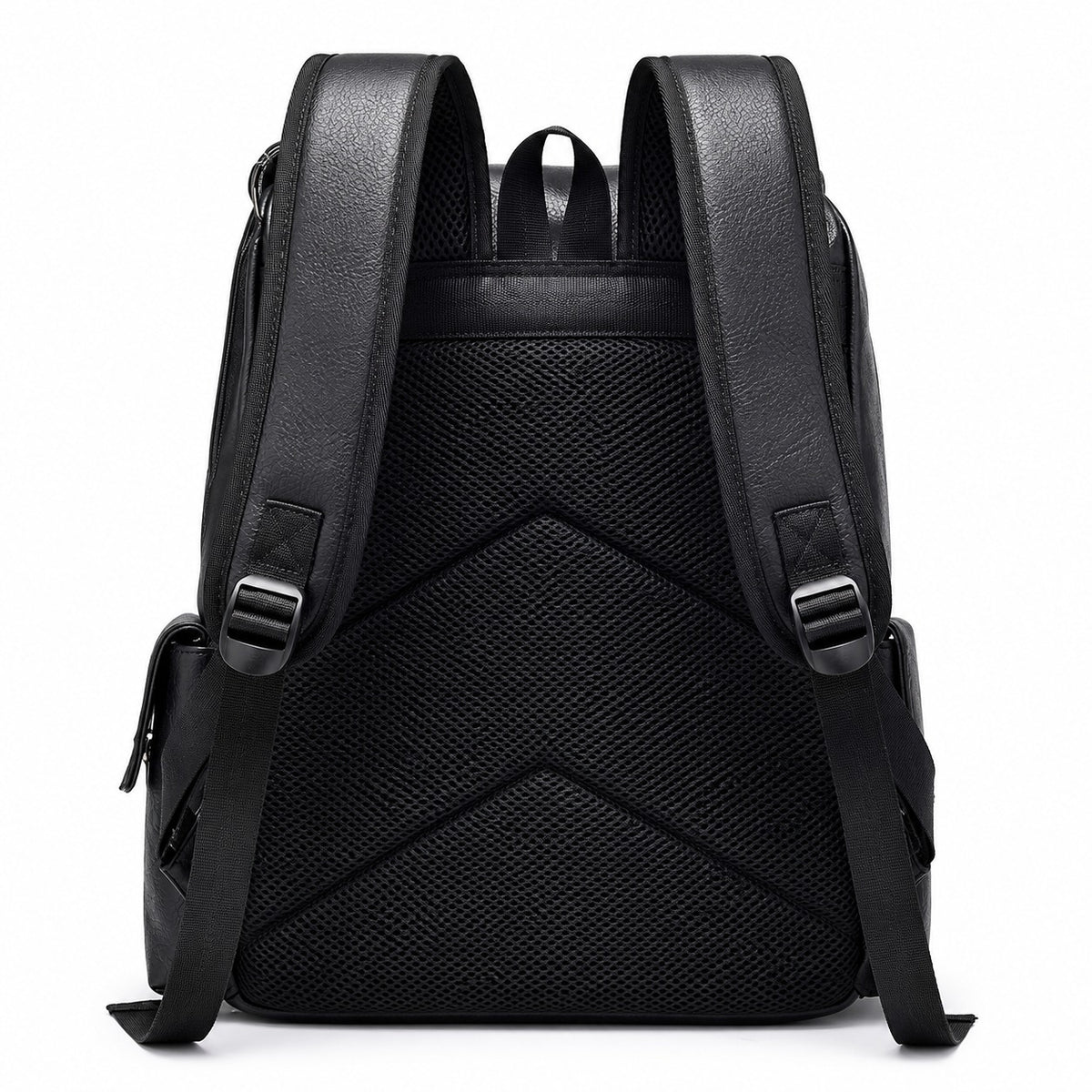 Classic Leather Travel Backpack With Side Pockets