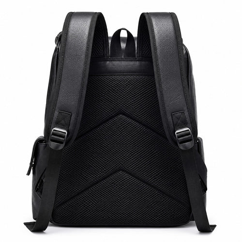 Classic Leather Travel Backpack With Side Pockets