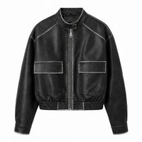 Women's Vintage Style Cropped Leather Jacket