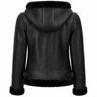 Women's Flight Hooded Shearling Leather Jacket