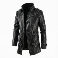 Men's Mid Length Trench Leather Coat