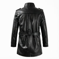 Men's Mid Length Trench Leather Coat