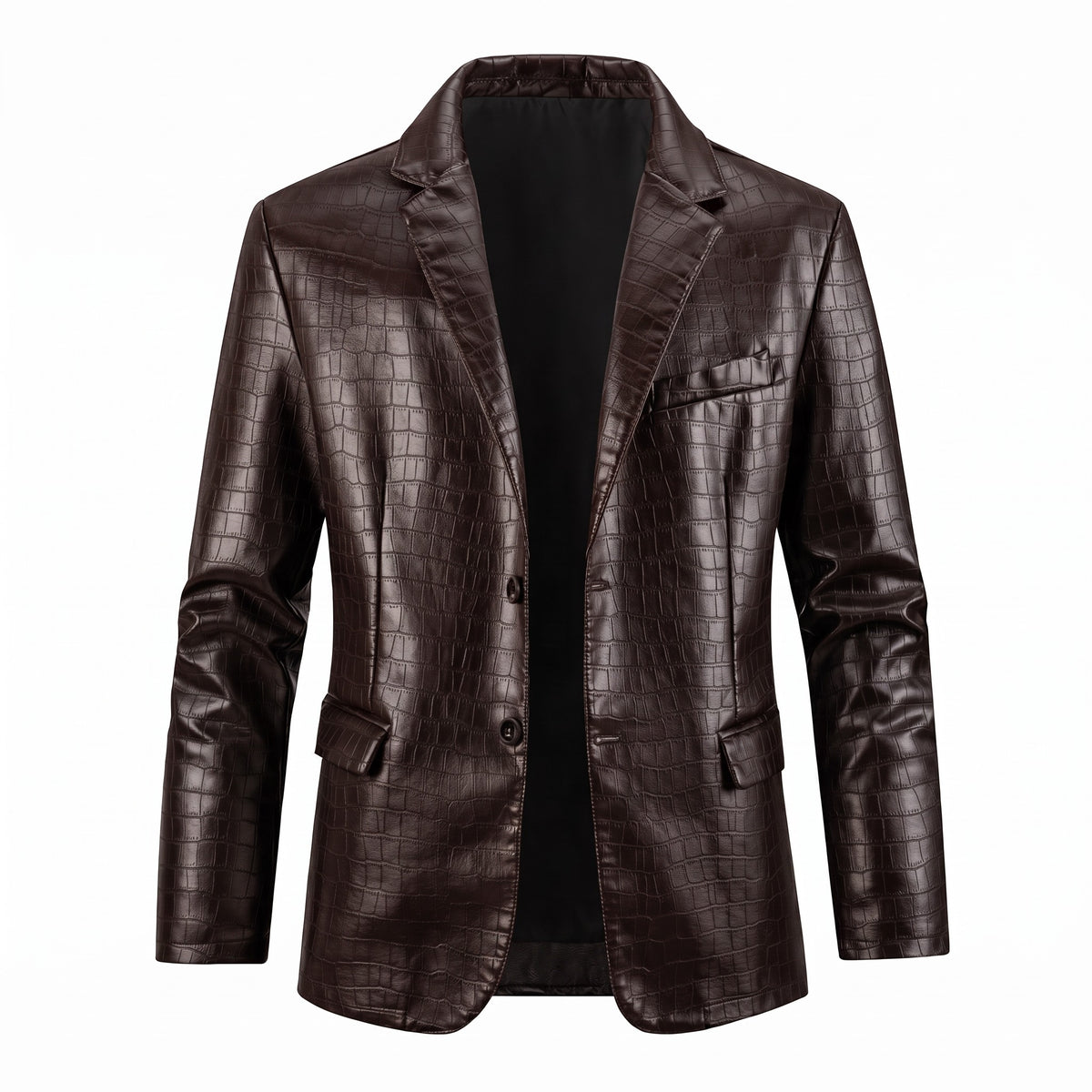 Men's Croco Pattern Blazer Style Leather Jacket