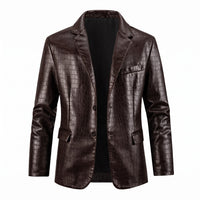 Men's Croco Pattern Blazer Style Leather Jacket