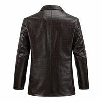 Men's Croco Pattern Blazer Style Leather Jacket