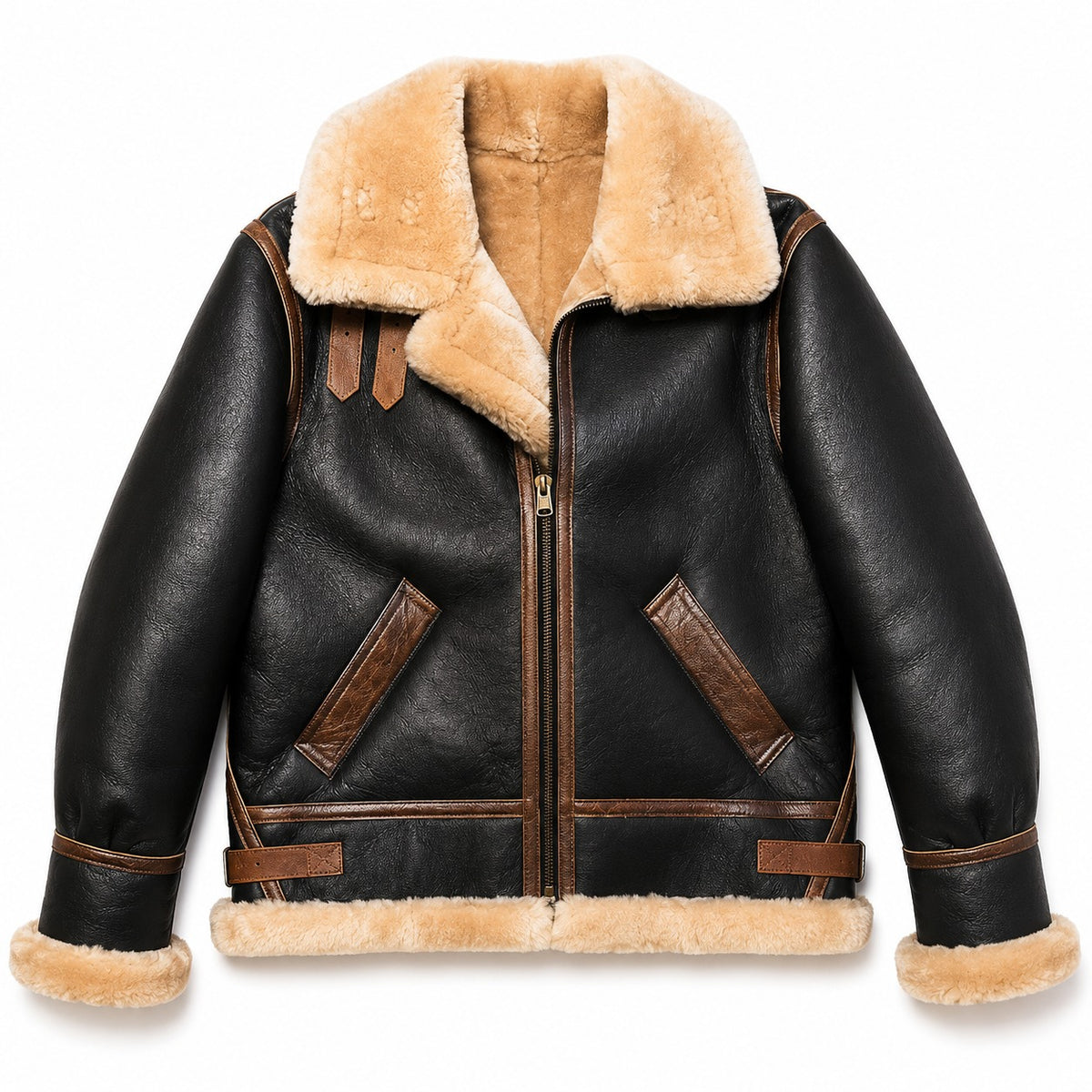 Men's Winter Warm Aviator Fur Leather Jacket