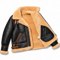 Men's Winter Warm Aviator Fur Leather Jacket