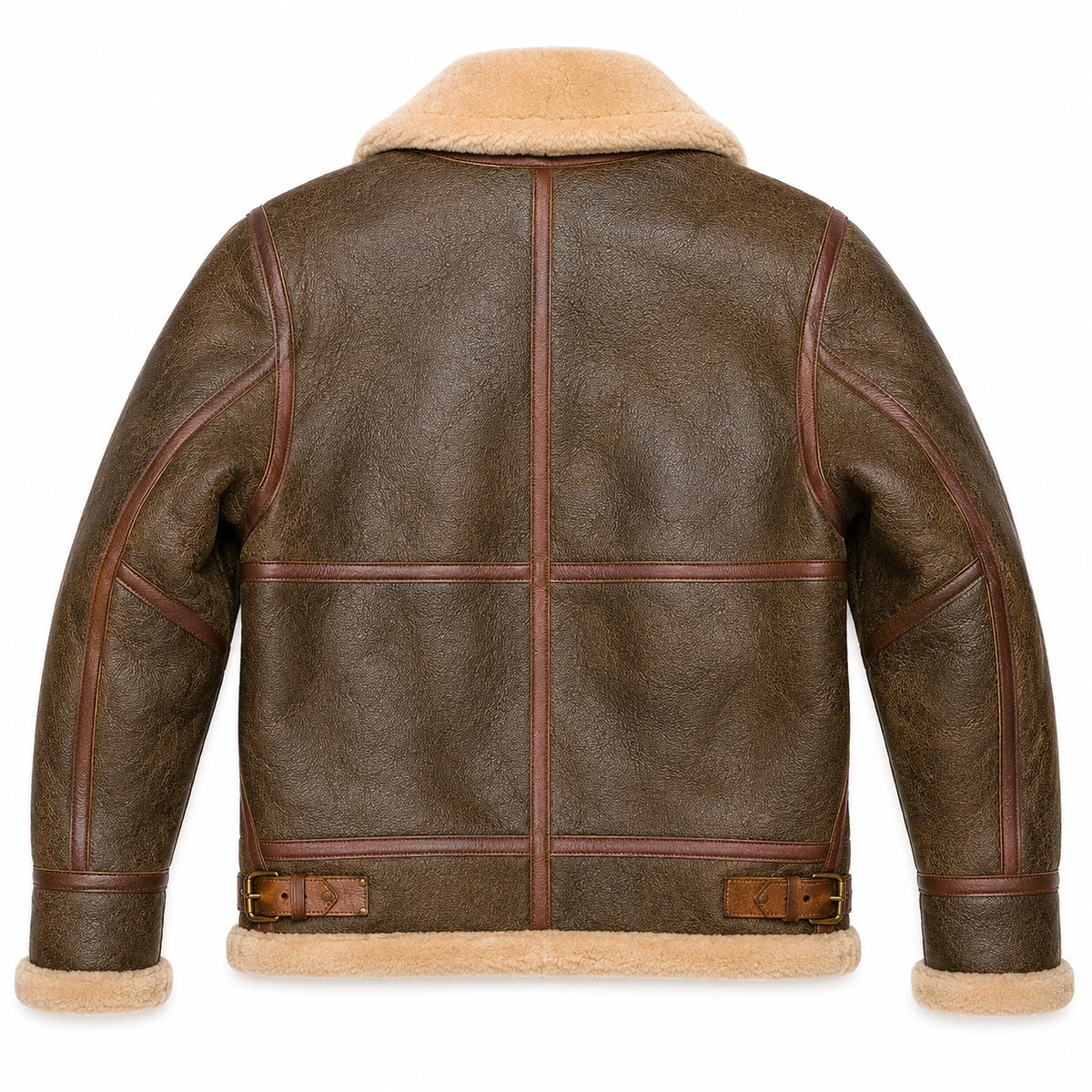 Men's Fur Collar Stylish Shearling Leather Jacket