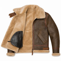 Men's Fur Collar Stylish Shearling Leather Jacket
