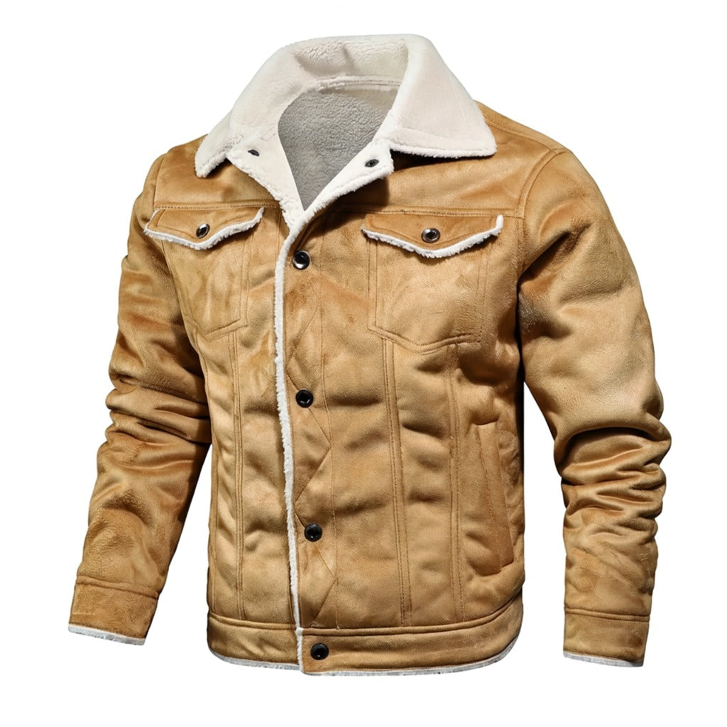 Men's Vintage Style Fur Leather Jacket