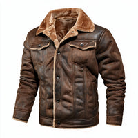 Men's Vintage Style Fur Leather Jacket
