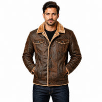 Men's Vintage Style Fur Leather Jacket