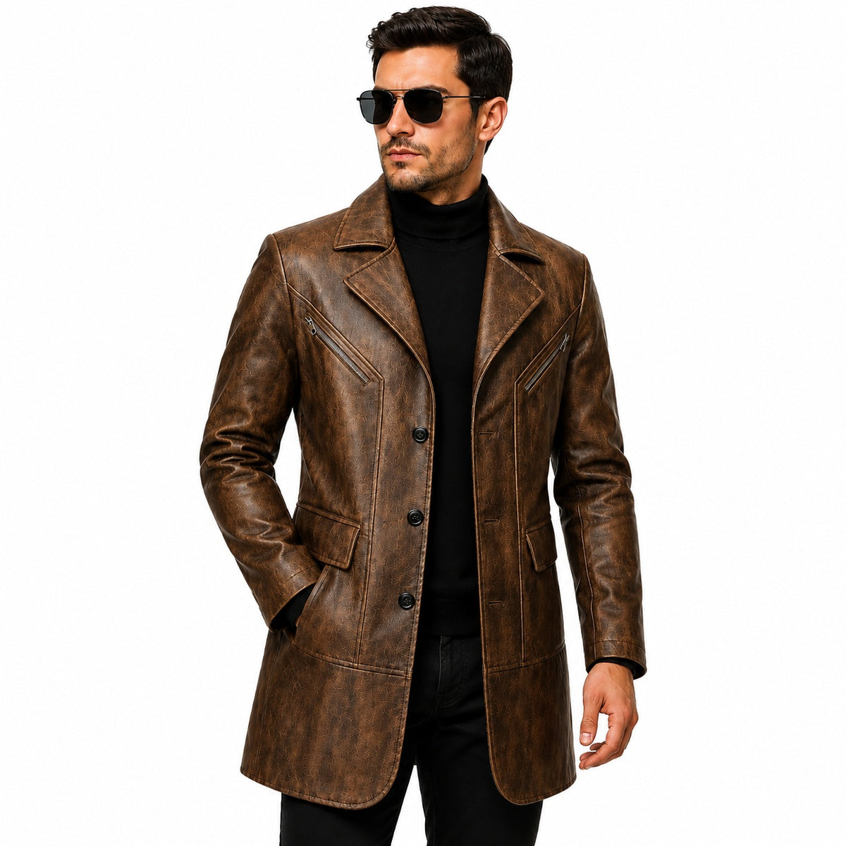 Men's Brown Vintage Leather Coat