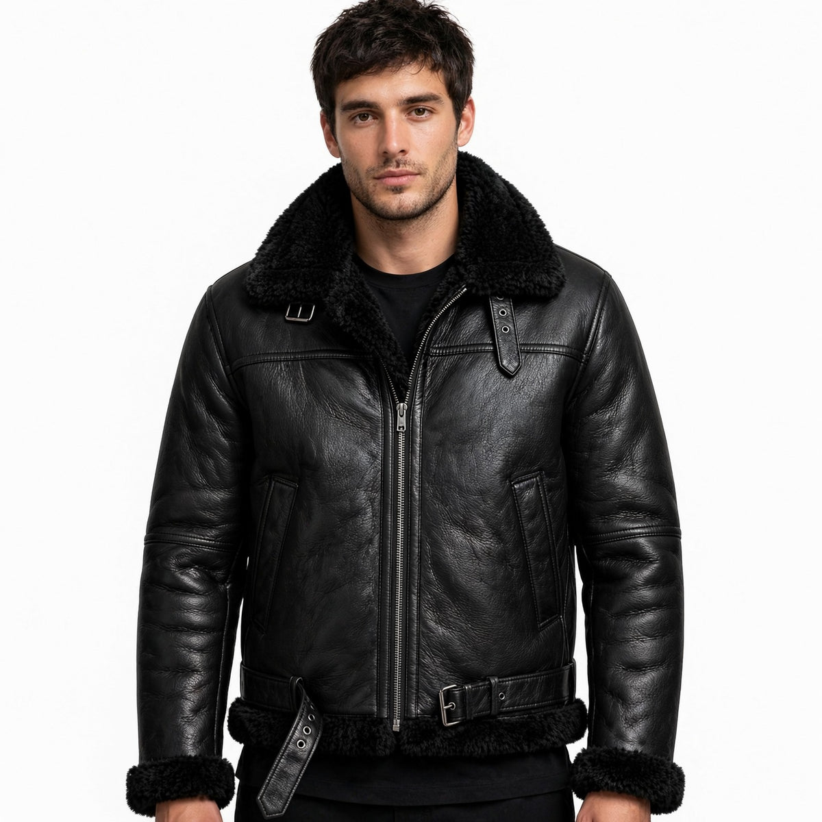 Men's Classic Air Force B3 Fur Leather Jacket