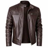 Men's Classic Stand Up Collar Original Leather Jacket