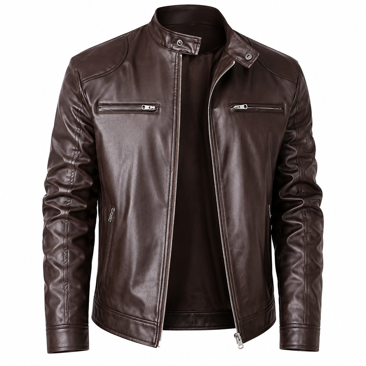 Men's Classic Stand Up Collar Original Leather Jacket