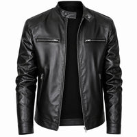 Men's Classic Stand Up Collar Original Leather Jacket