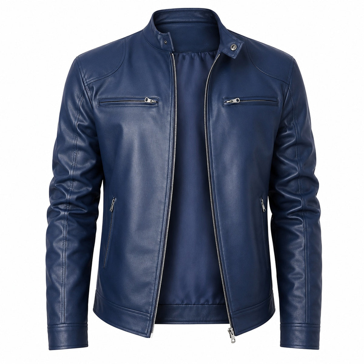 Men's Classic Stand Up Collar Original Leather Jacket