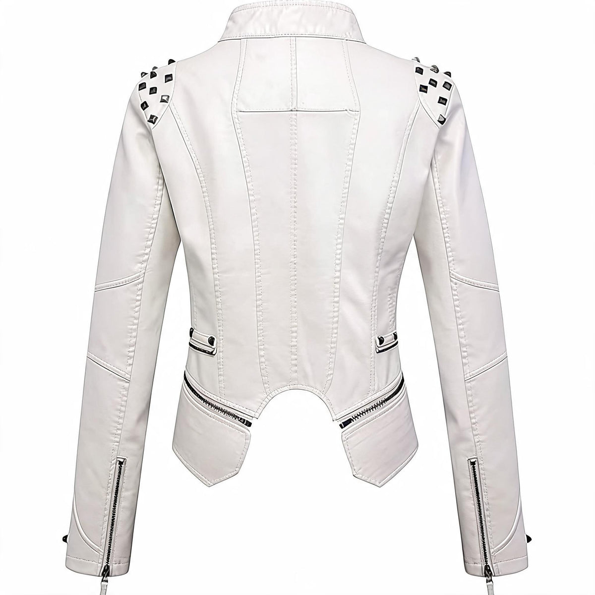 Women's Studded Slim Fit Moto Leather Jacket