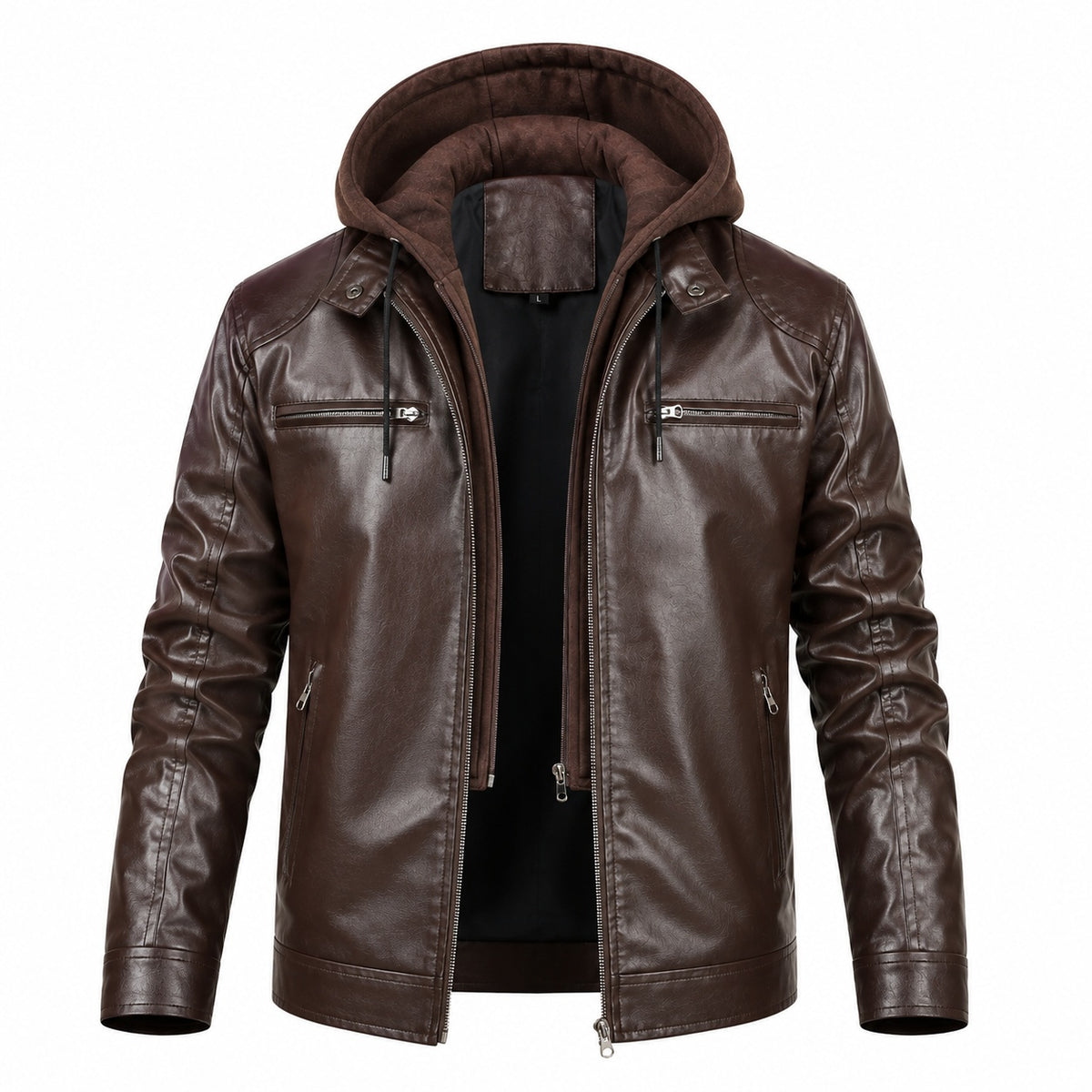 Men's Trendy Hooded Genuine Leather Jacket