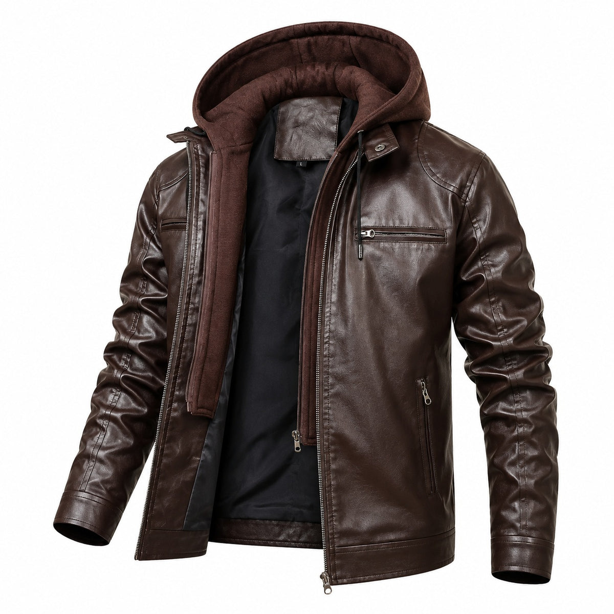 Men's Trendy Hooded Genuine Leather Jacket