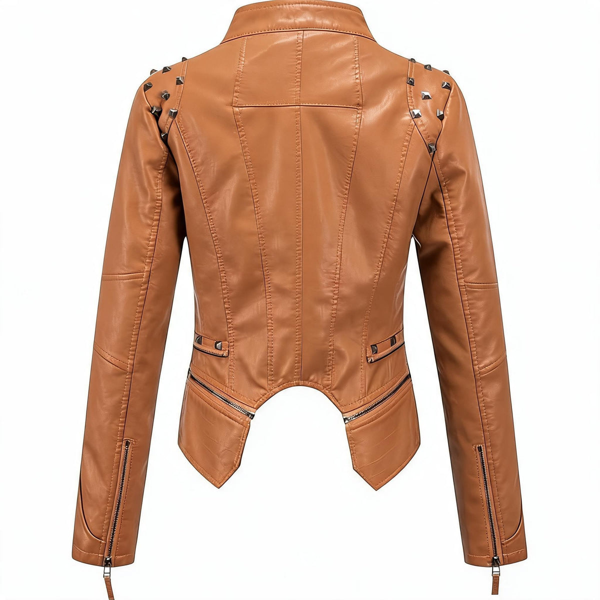 Women's Studded Slim Fit Moto Leather Jacket
