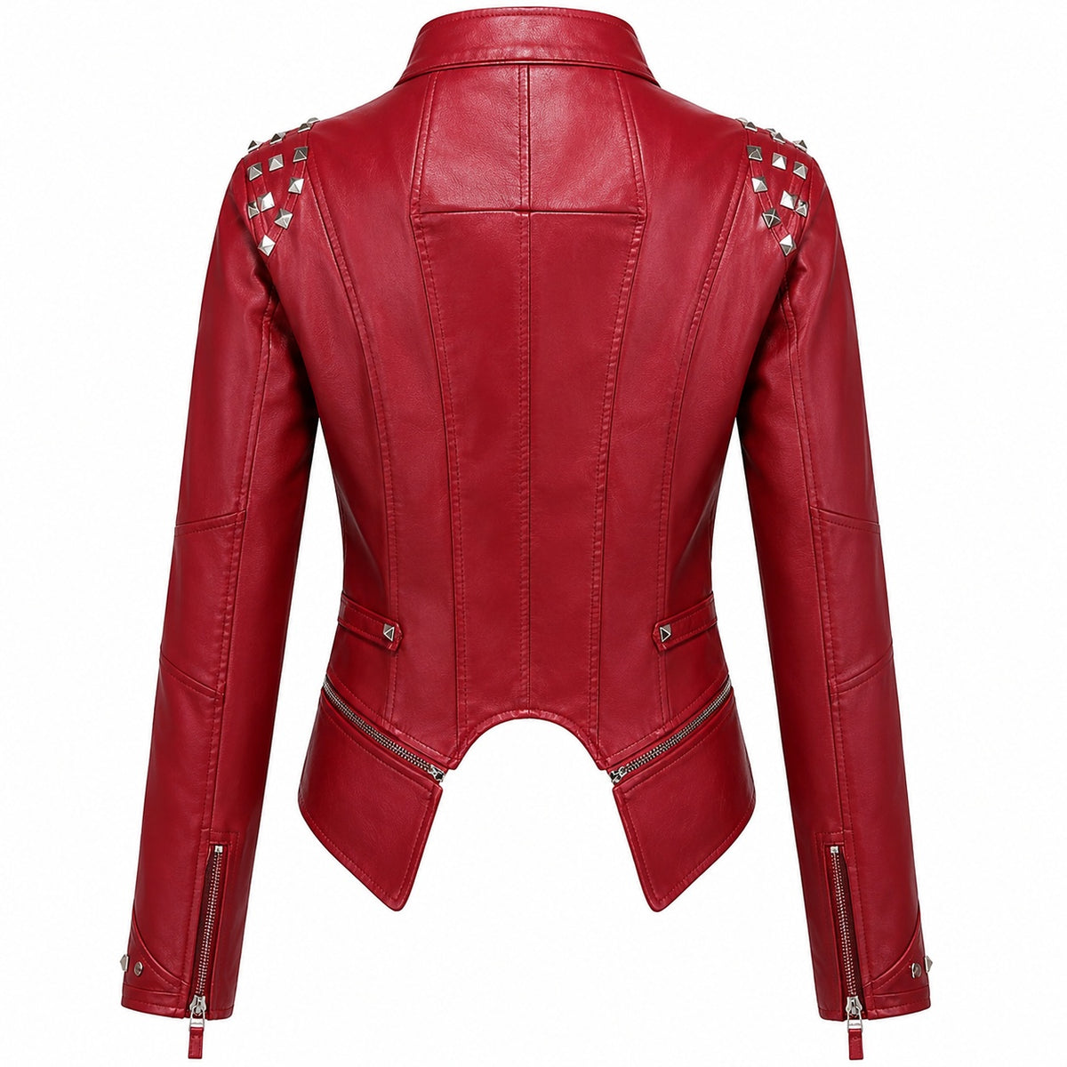 Women's Studded Slim Fit Moto Leather Jacket