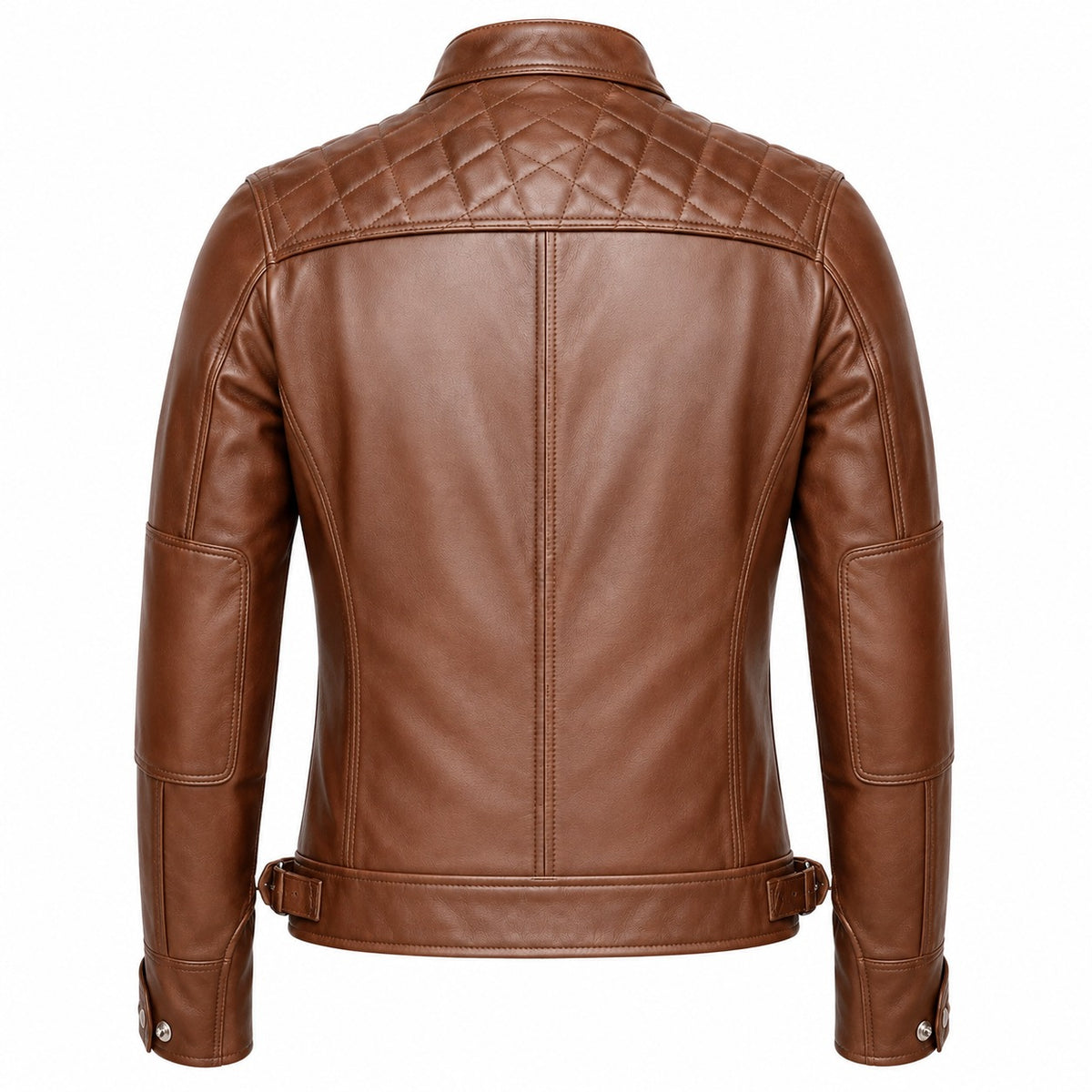 Women's Quilted Shoulder Motorcycle Leather Jacket